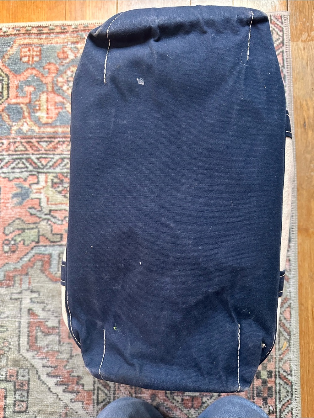Vintage L.L.Bean Boat & Tote Large Zip Top Navy Canvas Green Label USA 🇺🇸 - Picture 9 of 15